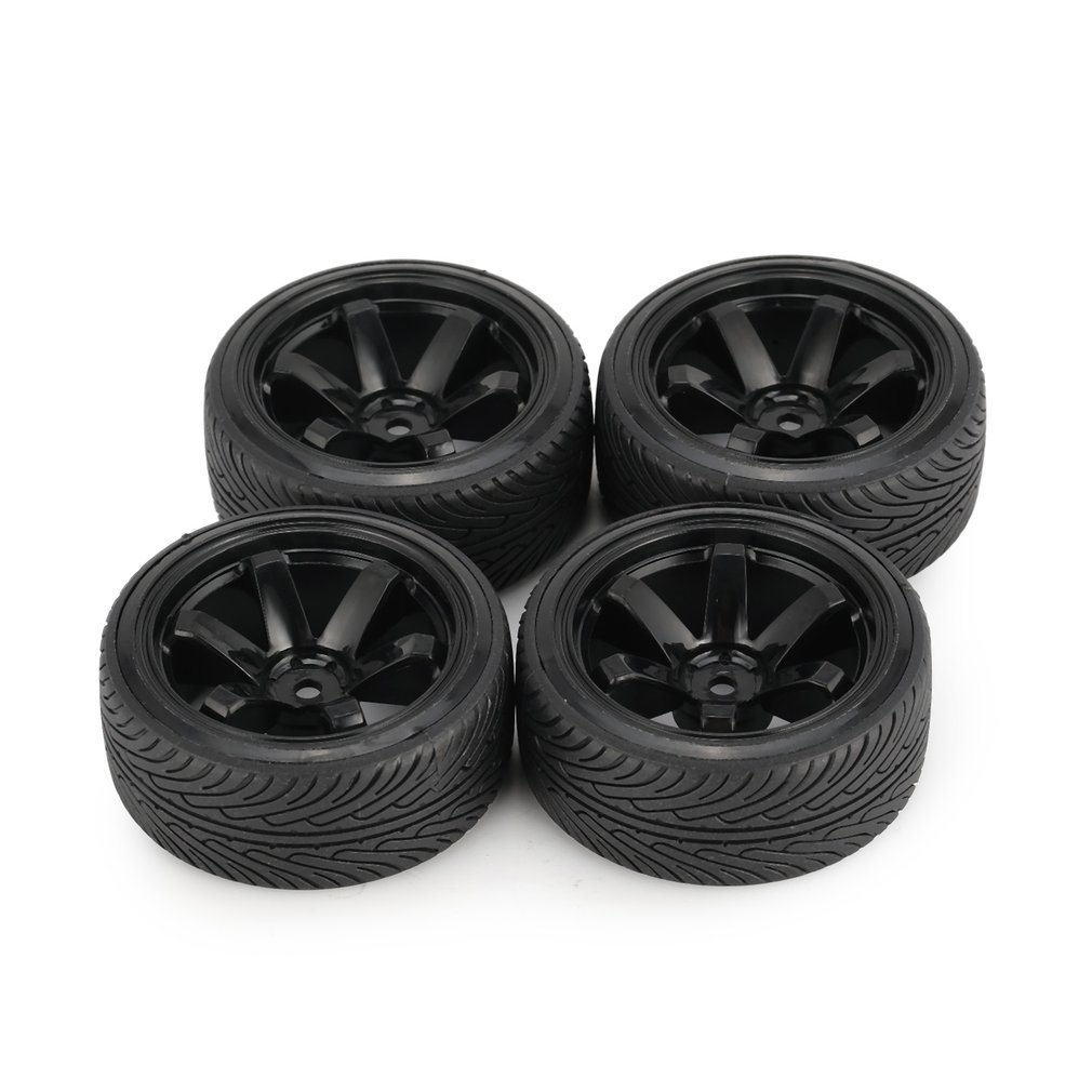 

4pcs 64mm Hard Plastic Rim Tyre Tire Wheel for 1/10 RC Drift Car Model HSP HPI Component Spare Parts RC Accessories, White