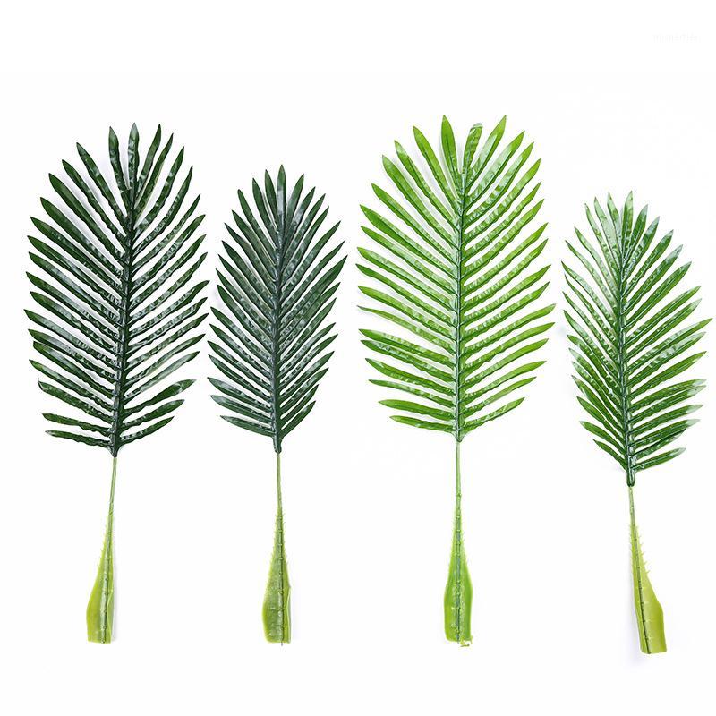 

10Pcs/lot Artificial fake Plastic Coconut tree Leaves green plant Fake Palm Leaf for scenery flore wedding decoration flower1, Dark green 10pcs