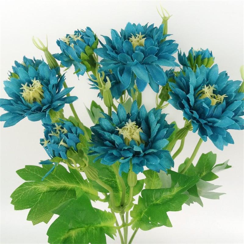 

4pcs Artificial Daisy Bunch (5 stems/piece) Silk Round Gerbera for Wedding Home Floral Decoration1, Blue