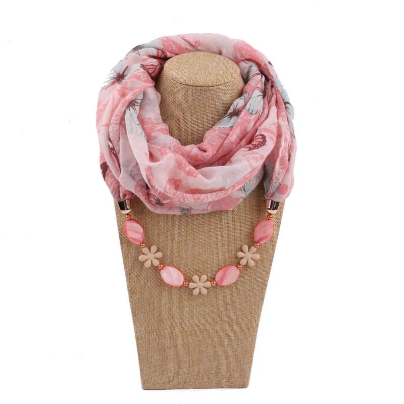 

2020 Multi-style statement jewelry shell and chain pendant necklace scarf women neck scarves foulard femme ladies
