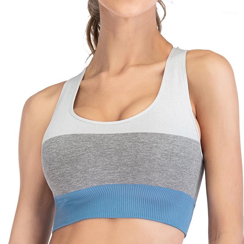 

Gradient High Stretch Sports Bra Quick Dry Padded HBack Sports Vest Top Seamless Yoga Running Fitness Wear for Women Gym1, Beige