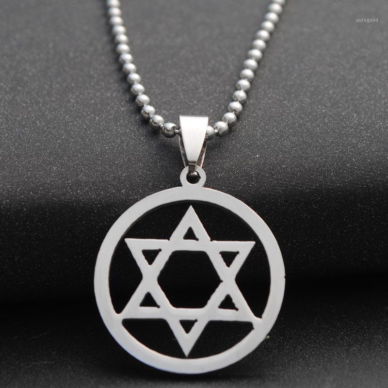

Stainless Steel Magen David Rock Star Circle Necklace Israel Jewish Judaism Hebrew Passover Hanukkah Mitzvah Triangles Necklaces1
