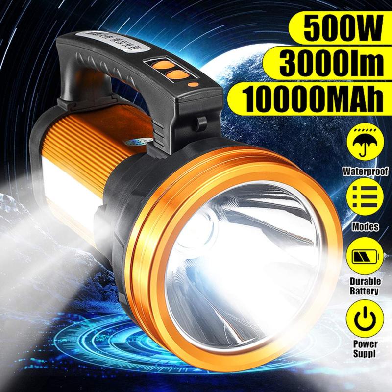 

3000LM LED Spotlight Work Lamp Rechargeable Torch Handheld Searchlight Emergency Light Outdoor Fishing Light