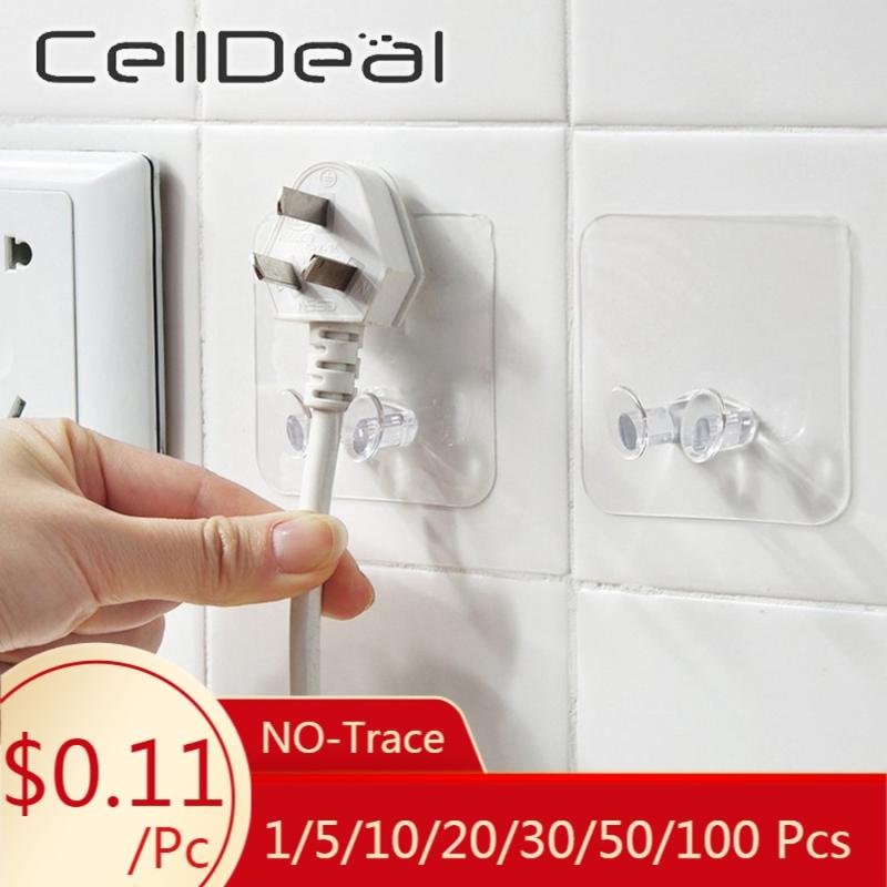 

1/5/10/20/30/50/100Pcs Wall Hook No Trace Bracket Plug Multi-Purpose Hook Bedroom Kitchen Sundries Towel Key Storage Rack