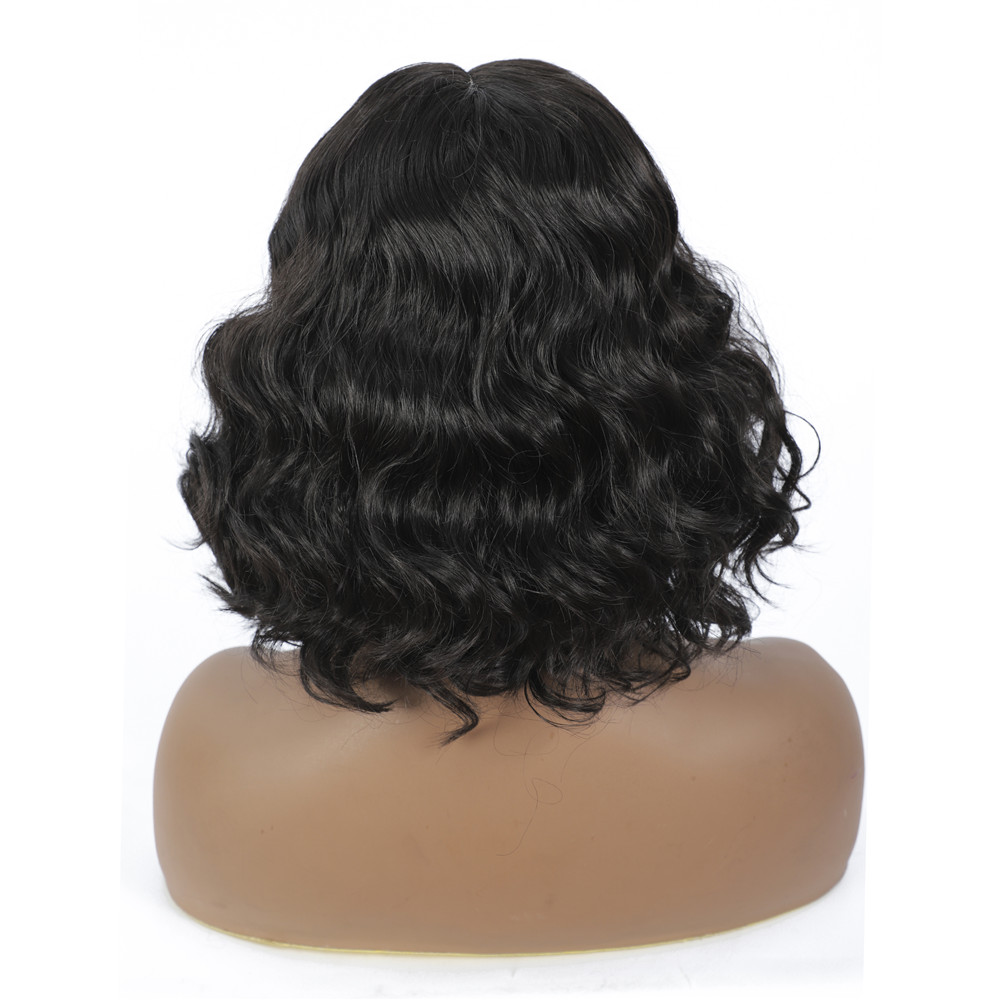Costume Accessories Loose Wave Synthetic Lace Front Wigs Short Bob Wig 12 Inches Darker Brown Natural Wave Hair for Women Middle Part Lace-image-749078926