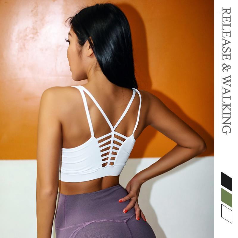 

R&W Women Beauty Back Sports HIIT Sexy Deep V Bras Womens Fitness Vest Bra Summer Tops Hip Up Training Bras Underwear Gym1, White