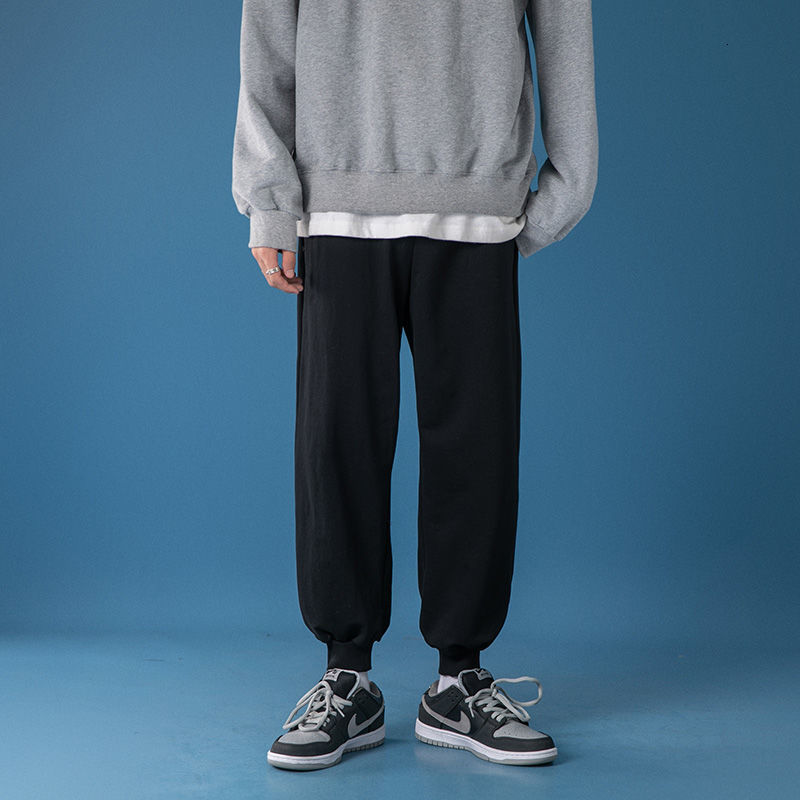 

Trousers 2021 Men's Spring and Winter New Fine Fit in Addition to Wool Pants Fashion Young Clothes HVRM, Black