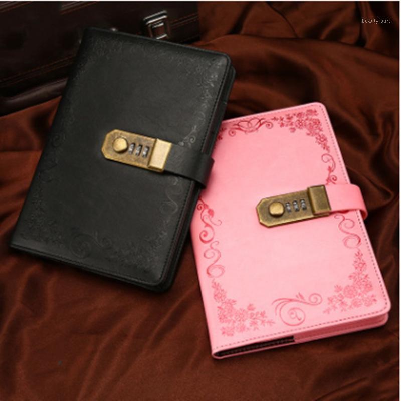 

Clipbook Code Lock Password PU Notebook Secret Diary Lined Travel Journal Gifts DIY Scrapbooking QDD11631