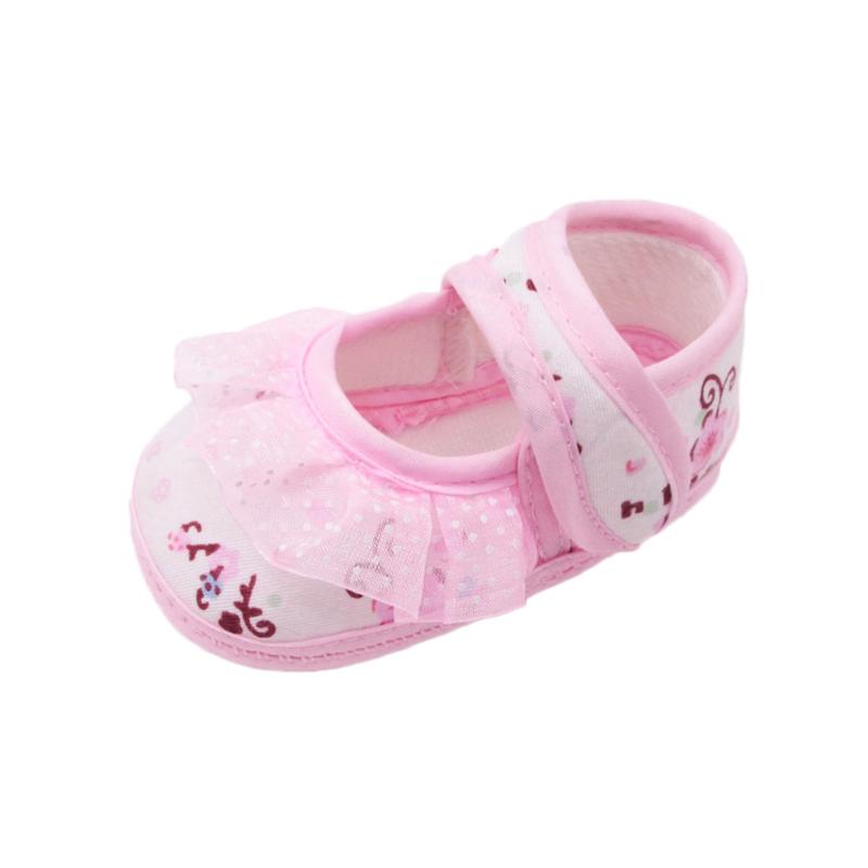 

SAGACE Newborn Baby Girls Soft Shoes Soled Lace Floral Print Footwear Crib Shoes Cotton Fabric Hook & Loop Girl's 0190322, Pink
