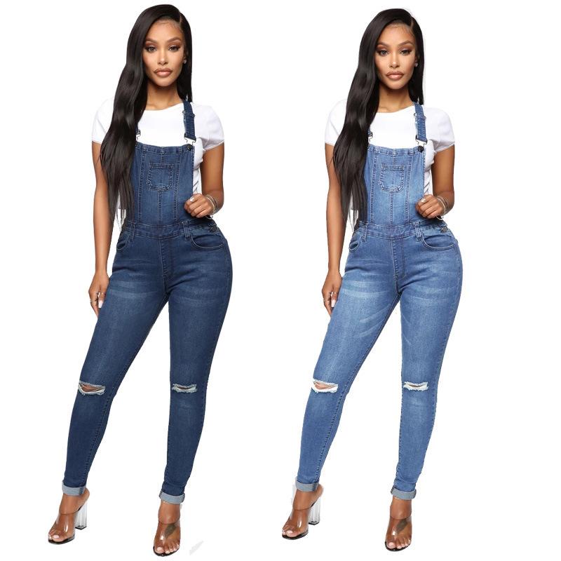 

Spring 2020 new ripped jeans for women Women Overalls trousers stretch pencil pants leggings jeans with holes, 001