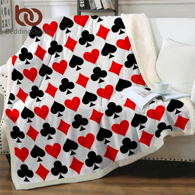 

BeddingOutlet Playing Card Sherpa Fleece Blanket Modern Linen Blanket Games Furry Geometric Mantas De Cama Dropshipping1