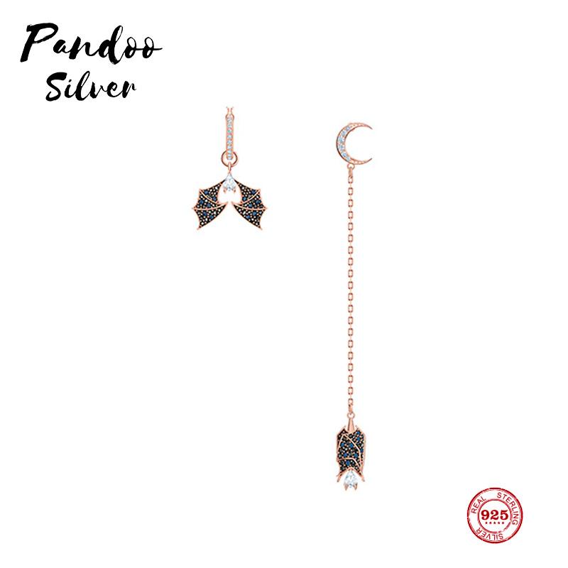 

PANDOO Fashion Charm Sterling Silver Original Copy, Asymmetric Design Mysterious Bat Earrings Female Luxury Jewelry Gift
