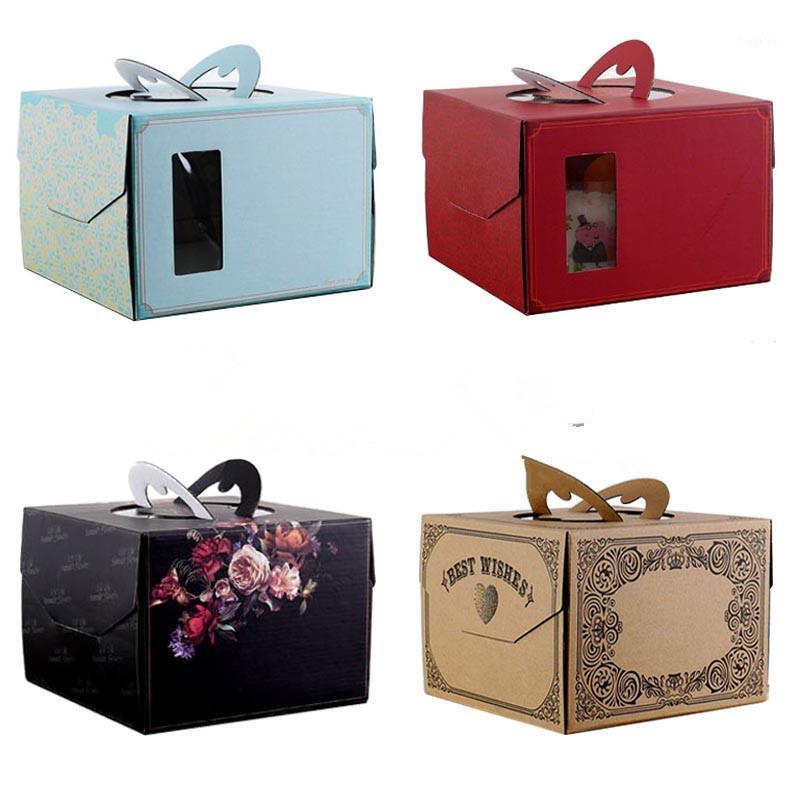 

5pcs Net red creative protable gift paper boxes wedding birthday party favors baking package candy biscuits cake dessert box1