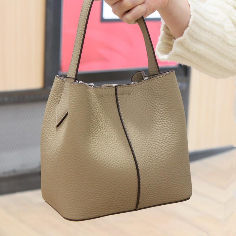 

Small Bags For Women 2021 Fashion Handbags Genuine Leather Shoulder Bag Female Drawstring Hasp Crossbody Bag Luxury Bucket Bags, Black