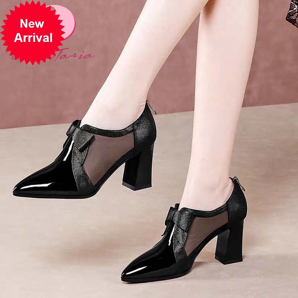 

2021 The New Marca Novas Senhoras Rasas Bombas Apontadas Dedo Do p Grosso Alto Botas Femininas Escritrio Sapatos Yv3w, Black