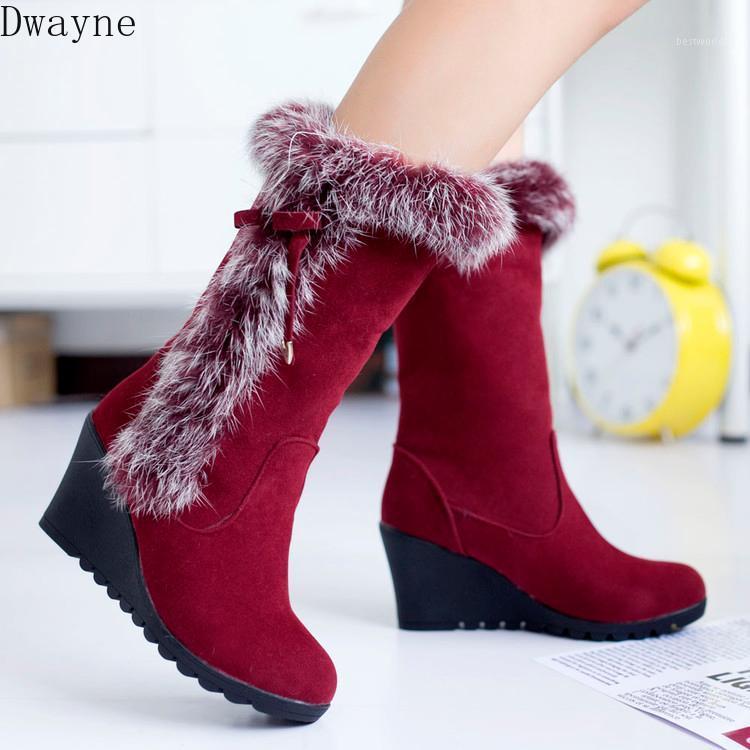 

2020 new fur scrubbing warm thickening wedge with snow boots1, Brown