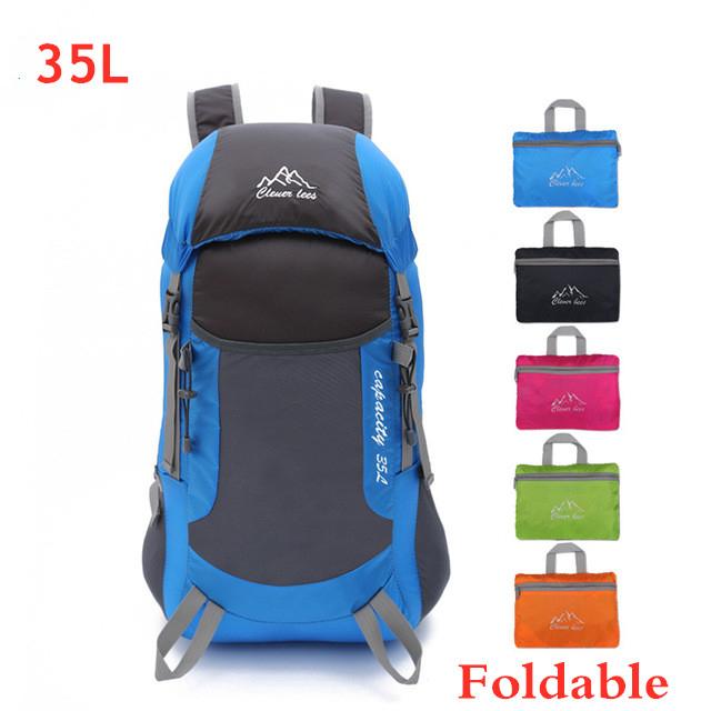

35L Ultra Light Foldable Outdoor Hiking Backpack Men Women Riding Sports Fishing Climbing Travel Camping Bag Backpacks Skin Bags, Orange no logo