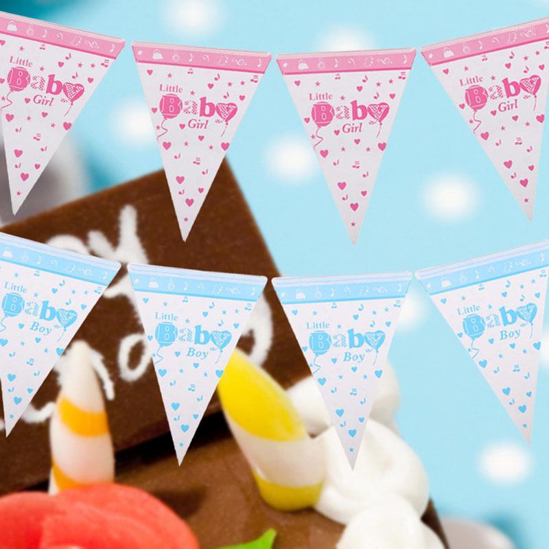 

2.2m 10 Flags Newborn Pink Girls Blue Boys Birthday Pennants Paper Flag Party Banquet Decor Baby Shower Bedroom Banner Bunting1