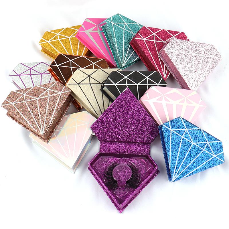 

10/20/30/50 Box Wholesale Diamond False Eyelashes Packaging Box Fake 3D Mink Eyelash Boxes Magnetic Case Lashes Empty Makeup