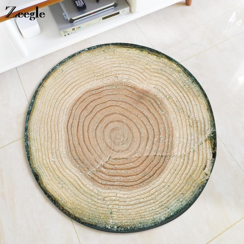 

Zeegle Wood Printed Round Carpet Mat Flannel Computer Chair Area Rug Home Decor Floor Mats Kids Bedroom Carpet Living Room Rugs, Wood 03