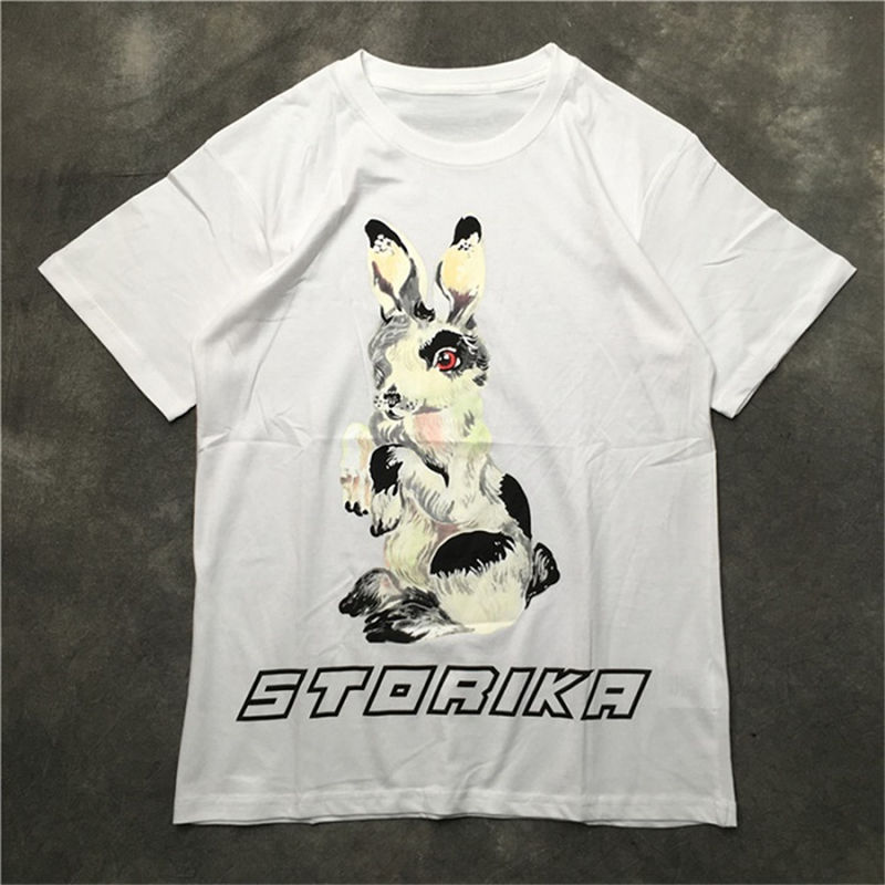 

Street Fashion Mens T Shirt 2020 Rabbit Polos Short Sleeve T Shirts Men and Women Couples Style High Quality Hip Hop pullover Tee, White