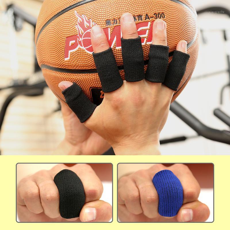 

10Pcs/Set Elastic Finger Sleeves Basketball Sports Safety Thumb Brace Protector For Volleyball Fitness Gym Health Care1, Red