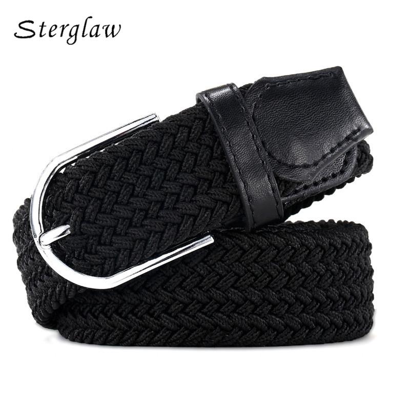 

110cm Russia fashion Casual stretch woven belt Women's unisex Canvas elastic belts for women jeans elastique Modeling belt F142, Beige