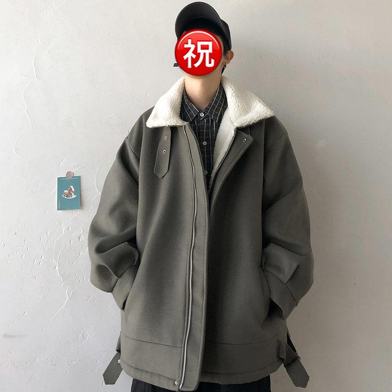 

2020 Winter New Youth Popular Fur One Lamb Wool Solid Color Loose Cotton Coat Fashion Casual Top Black/white/blue/gray Green