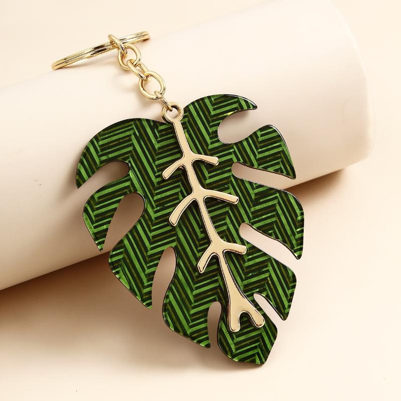 

Keychains OMSLAG Metal Stainless Steel Keychain Small Gift Car Pendant Creative Leaf Shape Key Hanging Buckle