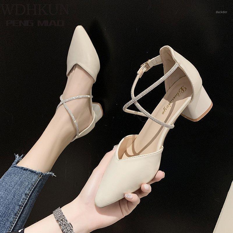 

5cm High Heels Shoes Woman Cross-Tied Flock Pointed Toe Thin Heels Pumps Shoes Female Nude Elegant Sandals Party Wedding1, Pink