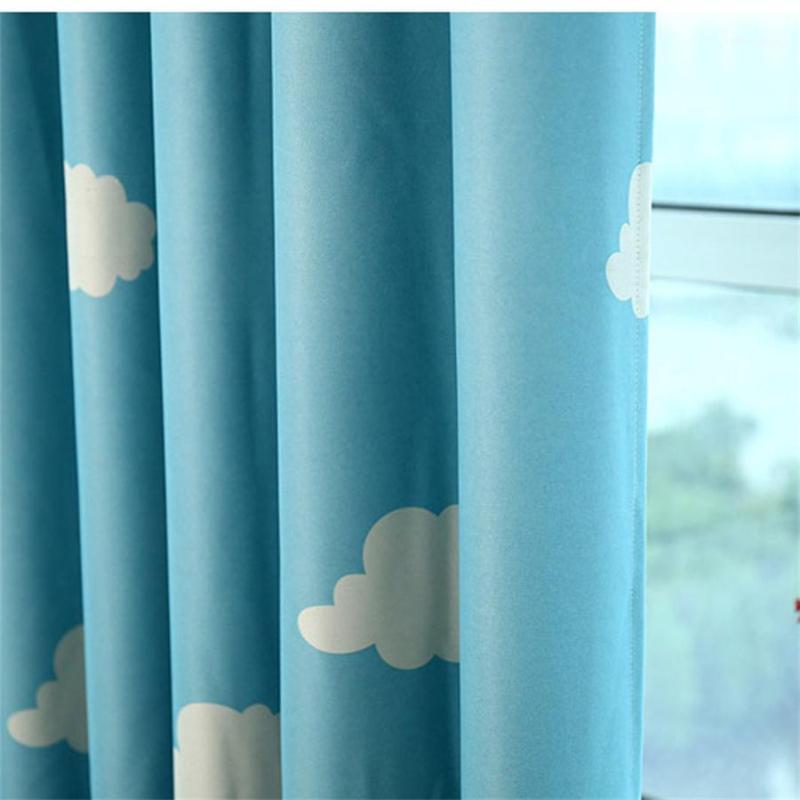 

Blue Sky White Cloud Print Curtains for Boys Girls Kid's Bedroom Pink Semi-Shading Cartoon Window Curtain Drapes WP125#501, Pink tulle