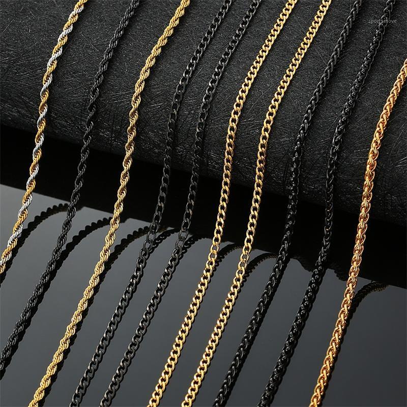

AZIZ BEKKAOUI Standard Chain 316L Stainless Steel Link In Black Gold Color Twist Chains Necklace For Men Thin Jewelry 3-7mm1