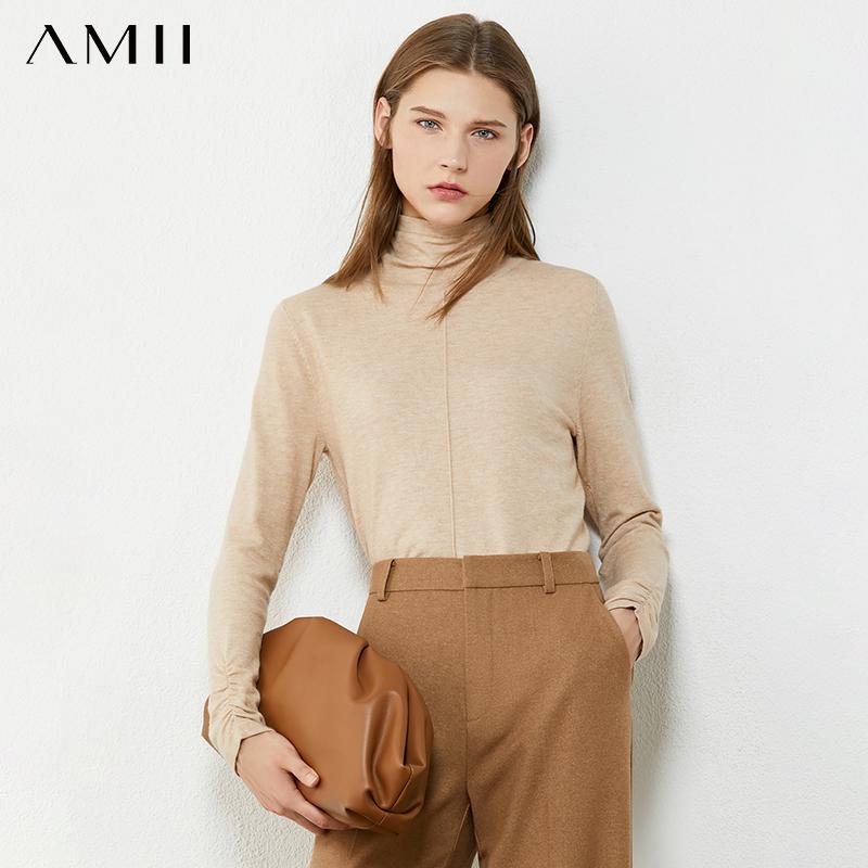 

Amii Minimalism Autumn Winter Basic Sweaters For Women Causal Solid Women's Turtleneck Sweater Female Pullover Tops 12020285, Black