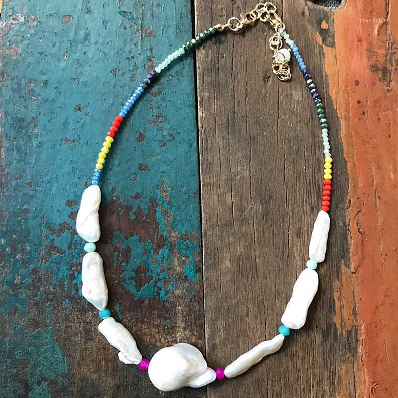 

2020 Bohemian colourful beaded necklace man women trendy accessories baroque freshwater pearl delicate naszyjnik Handmade1
