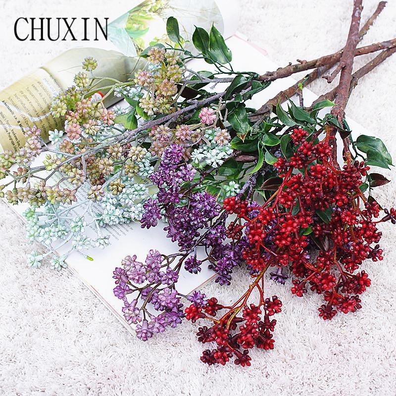 

48cm plastic artificial flower berry home wedding plant wall decoration Fruit matching photography props Christmas decoration1, Purple green