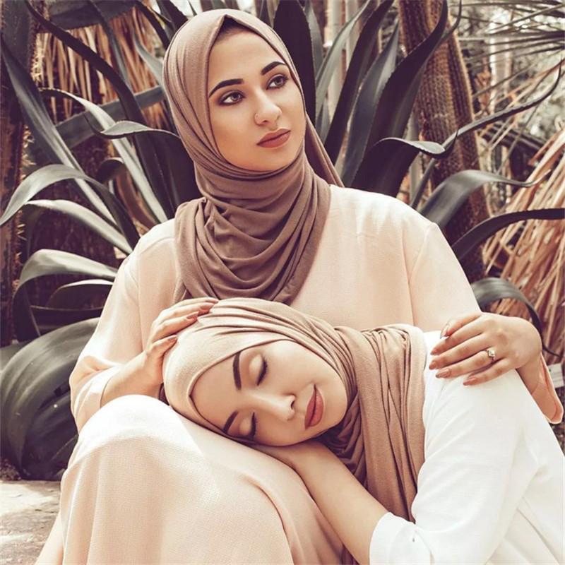 

Scarves 2021 Muslim Hijab Jersey Scarf Soft Solid Shawl Headscarf Foulard Femme Musulman Islam Arab Wrap Head Women Hoofddoek