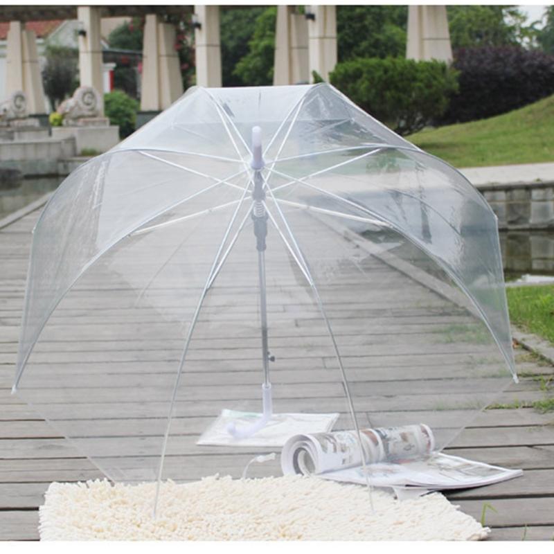 

Color Transparent Leaves Cage Sunny Umbrella Rain Umbrella Parasol Women Semi-automatic Umbrellas Clear, As pic