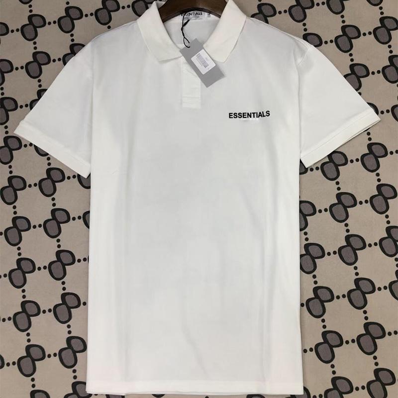 

19SS FOG FEAR OF GOD ESSENTIALS Polo shirts Mens fashion brand clothing short sleeve calssic t-shirt letters Business Casual tops tee, White;black