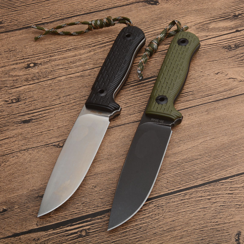 

High Quality Outdoor Survival Straight Knife D2 Black Stone Wash Drop Point Blade Full Tang G10 Handle With ABS K Sheath