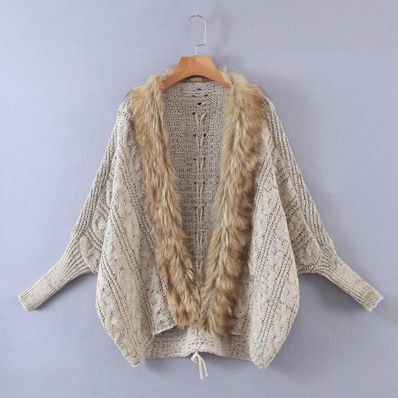 

2020 New women Knitted Cardigan Full Batwing Sleeves Casual Fashion Knitted top outerwear female women clothes, Beige