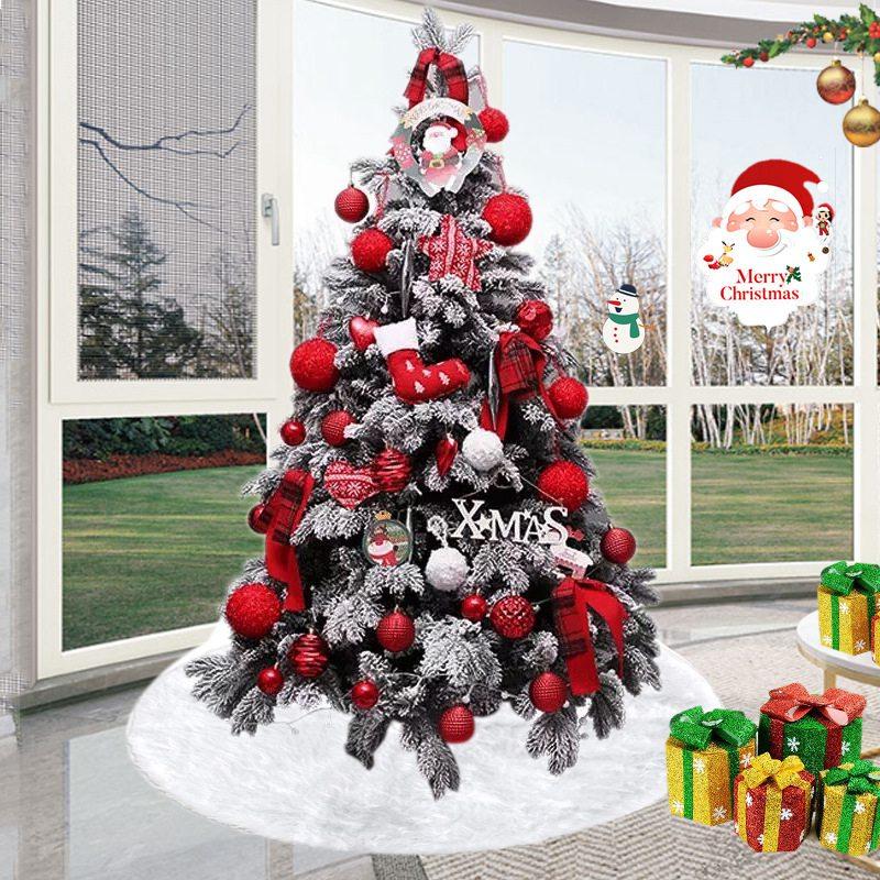 

Christmas Tree Skirt Round White Faux Fur Floor Mat Cover Merry Christmas Tree Decorations for Home Navidad 2020 New Year Decor