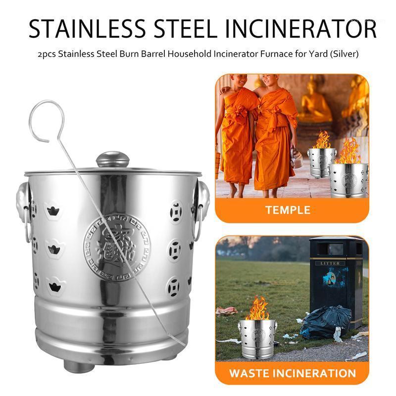 

2pcs Stainless Steel Burn Barrel Household Incinerator Furnace for Yard Outdoor Camping Picnic Barbecue Stoves (Silver)1