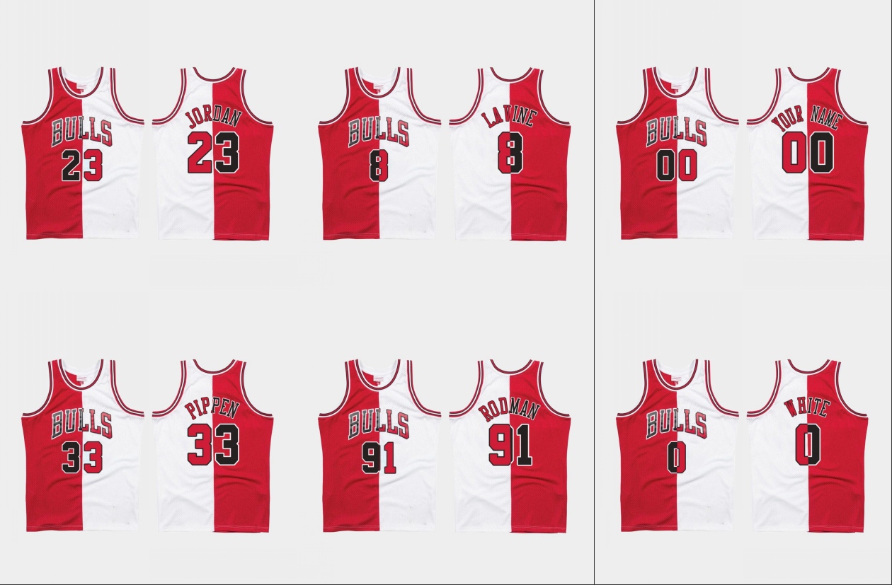 

Chicago Bulls Men Michael Jor dan Scottie Pippen Zach LaVine Dennis Rodman Two-tone Split Custom Edition Basketball Jersey, Black