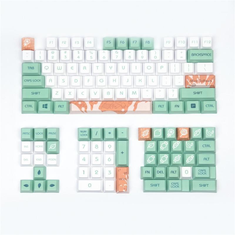 

Mint Milk Keycaps Cherry Profile PBT DYE-Sublimation 128 keys 1.75U 2U Shift For GH60 61 64 87 96 104 108 Mechanical keyboard1