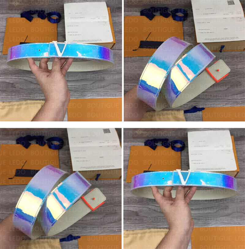 

Belts LuxurygucciMen Women Fashion Brand Leather Designer Classic Orange Buckle Blue Brilliant Colorful Coating 3.8cm Wide Top Quality, White