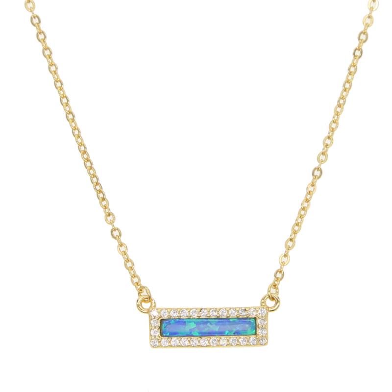 

blue fire opal bar charm 925 sterling silver stick necklace simple minimal jewelry high quality