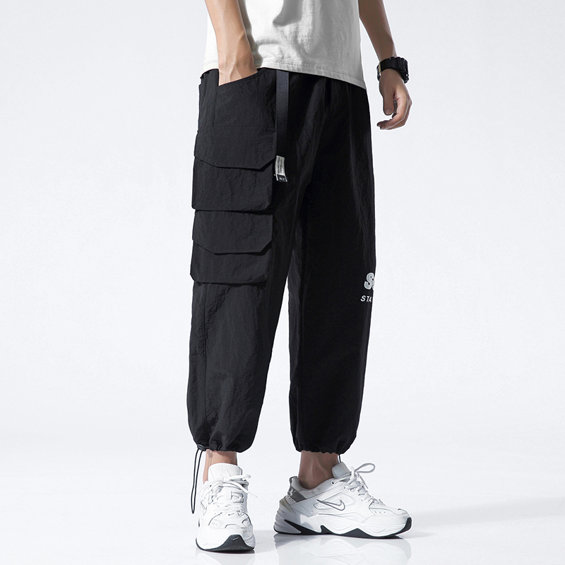 

2021 New Black Autumn Pouch Pocket Fashionable Joggers Sweatpants Male Sweat Pants FHMJ, K65 2