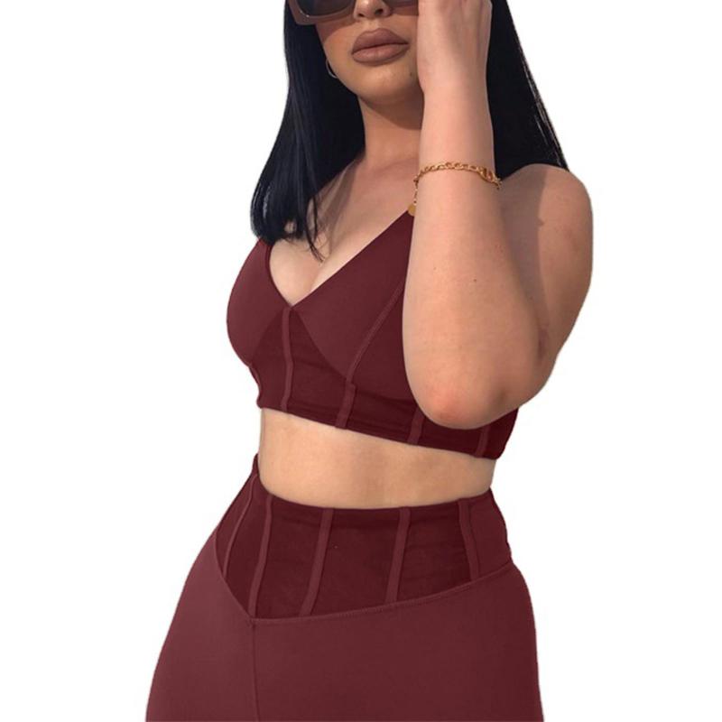 

Women' Sports Clothing Set Solid Color Sleeveless Vest and Hip-Lifting Pants Two-piece Suit for Sports Fitness Yoga, Blue