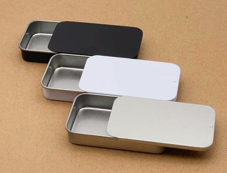 

Plain silver color slide top tin box,rectangle candy usb box case container Wholesale