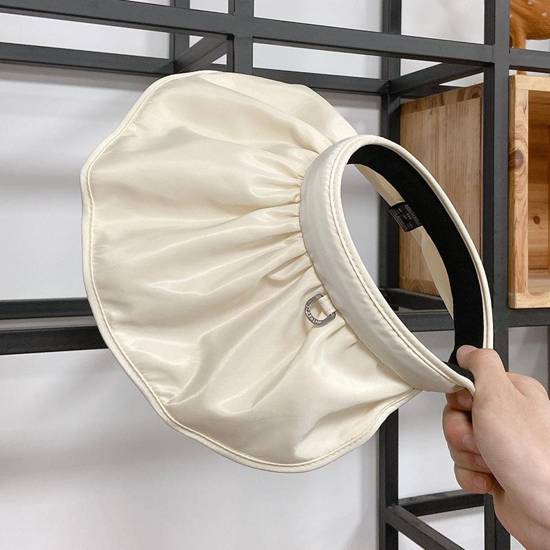 

Hat Female Summer Outdoor Sun Protection Foldable Anti-ultraviolet Hollow Top Big Edge Cover Face Sunhat Gorros Mujer Fashion, White